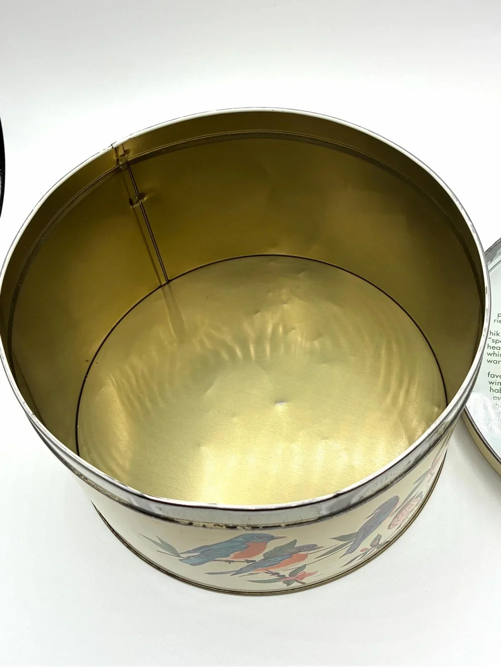 Vintage Tom Sturgis Bird Tin Round Metal Storage Box Cottagecore